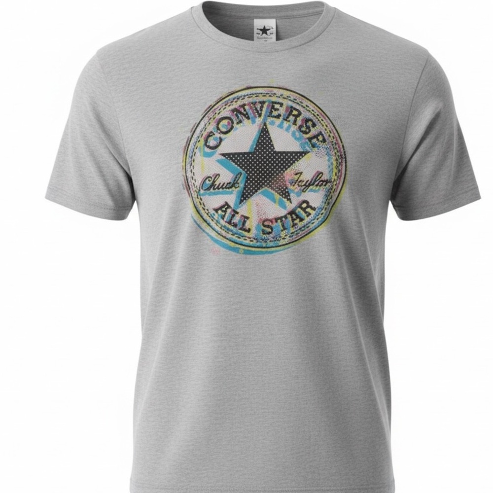 Converse All Star Light Gray Tee with Multicolor Logo-XL